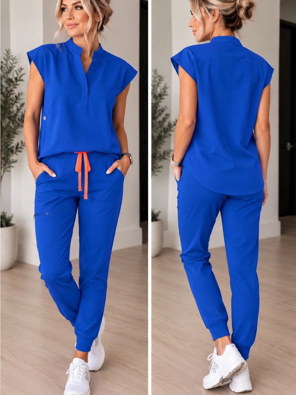 FIGS Winning Blue Scrub Set XS / XS Tall Rafaela Top Zamora Joggers Like New